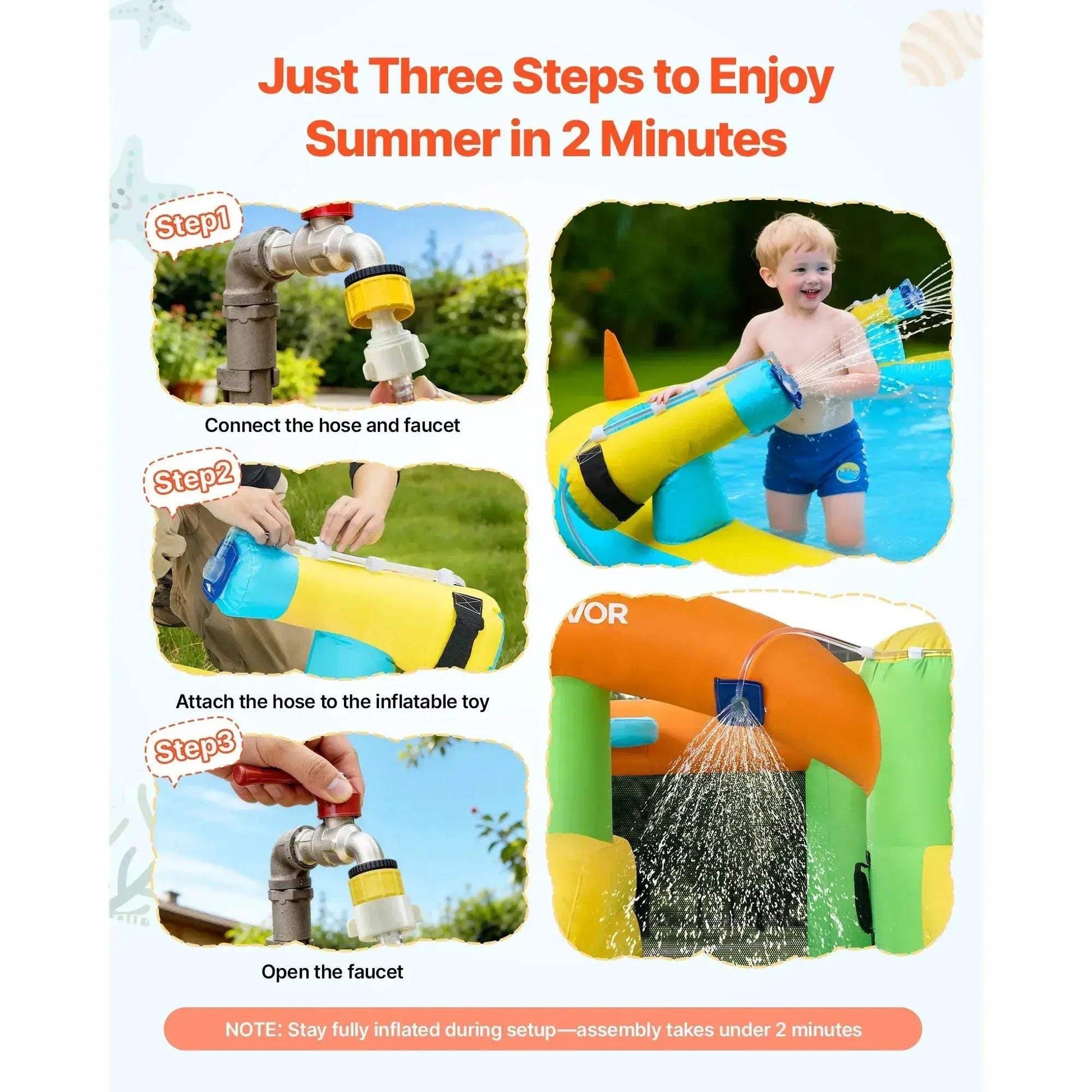 Inflatable Bounce House With Water Slide And Basketball Hoop - ToylandEU