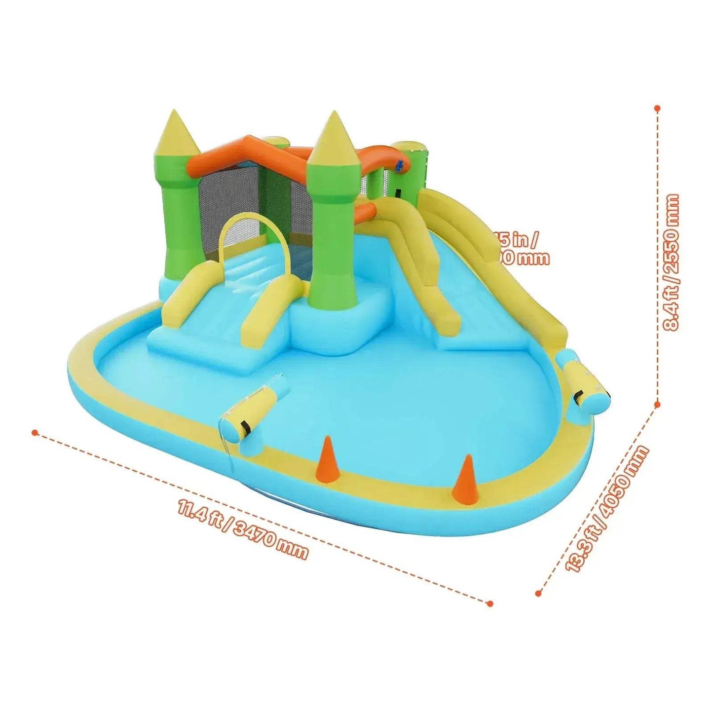 Inflatable Bounce House With Water Slide And Basketball Hoop - ToylandEU