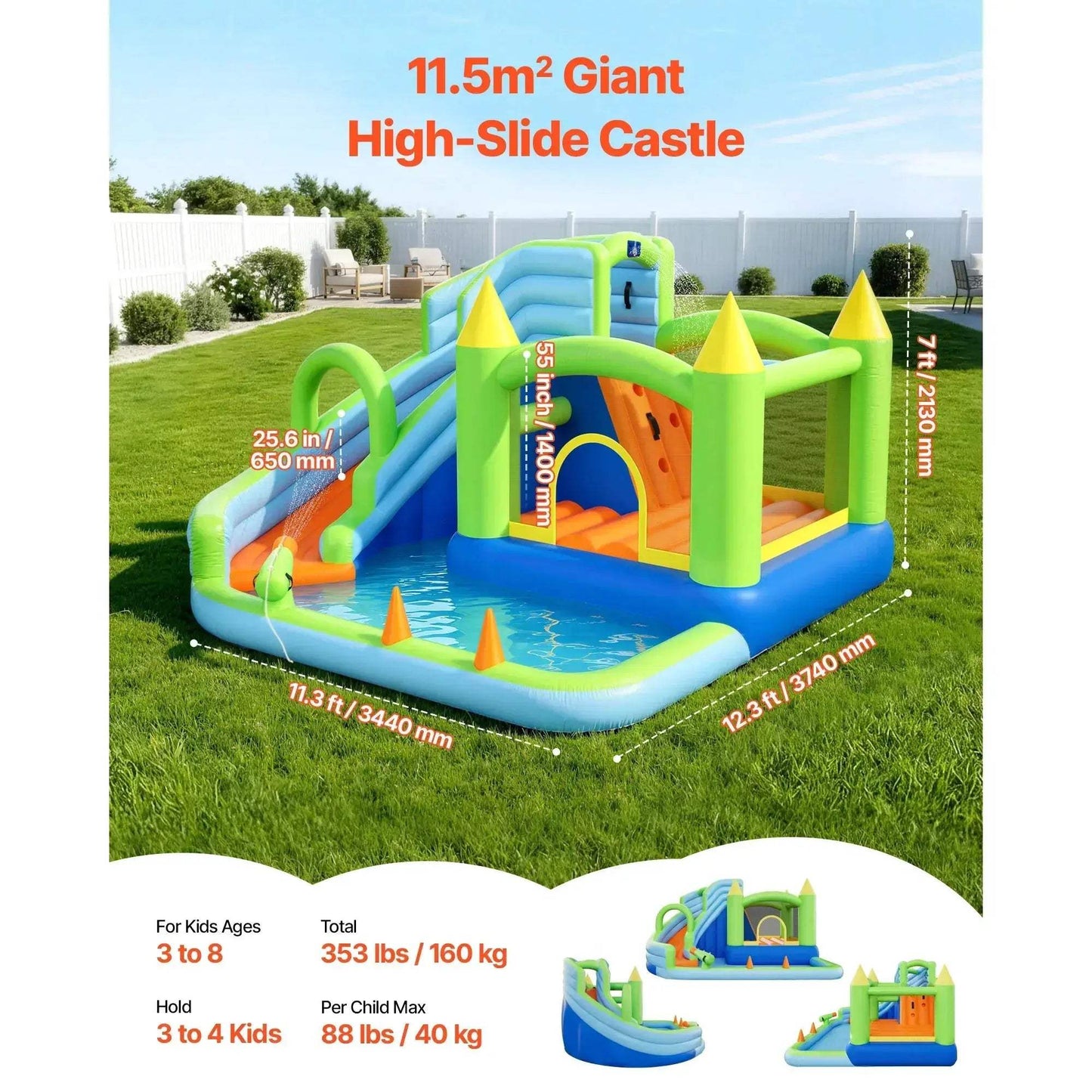 Inflatable Bounce House With Water Slide For Backyard Fun - ToylandEU