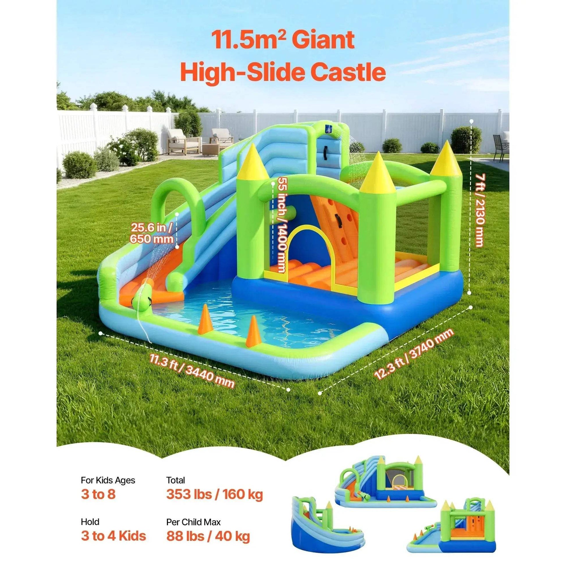 Inflatable Bounce House With Water Slide For Backyard Fun - ToylandEU