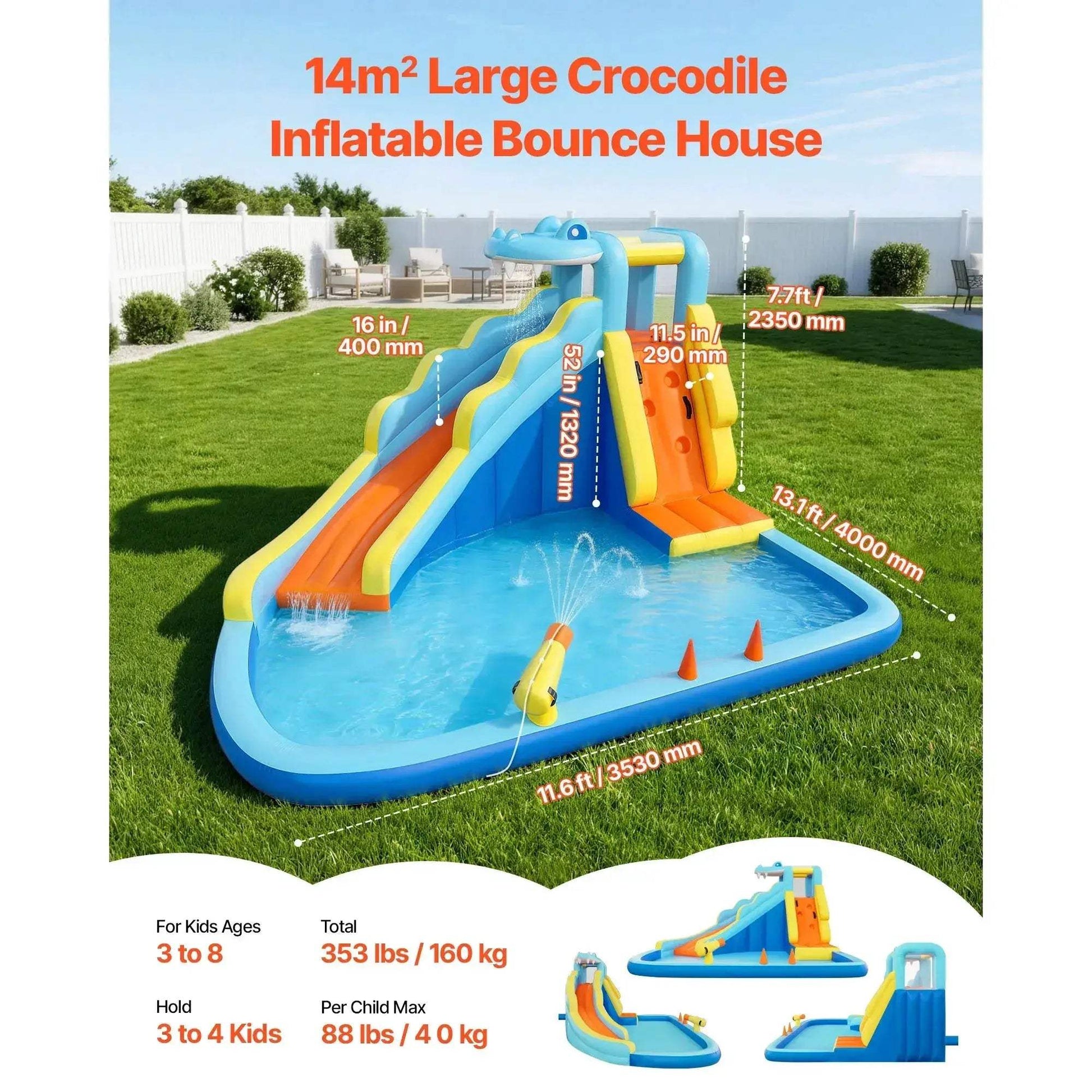 Inflatable Bounce House With Water Slide For Backyard Fun - ToylandEU