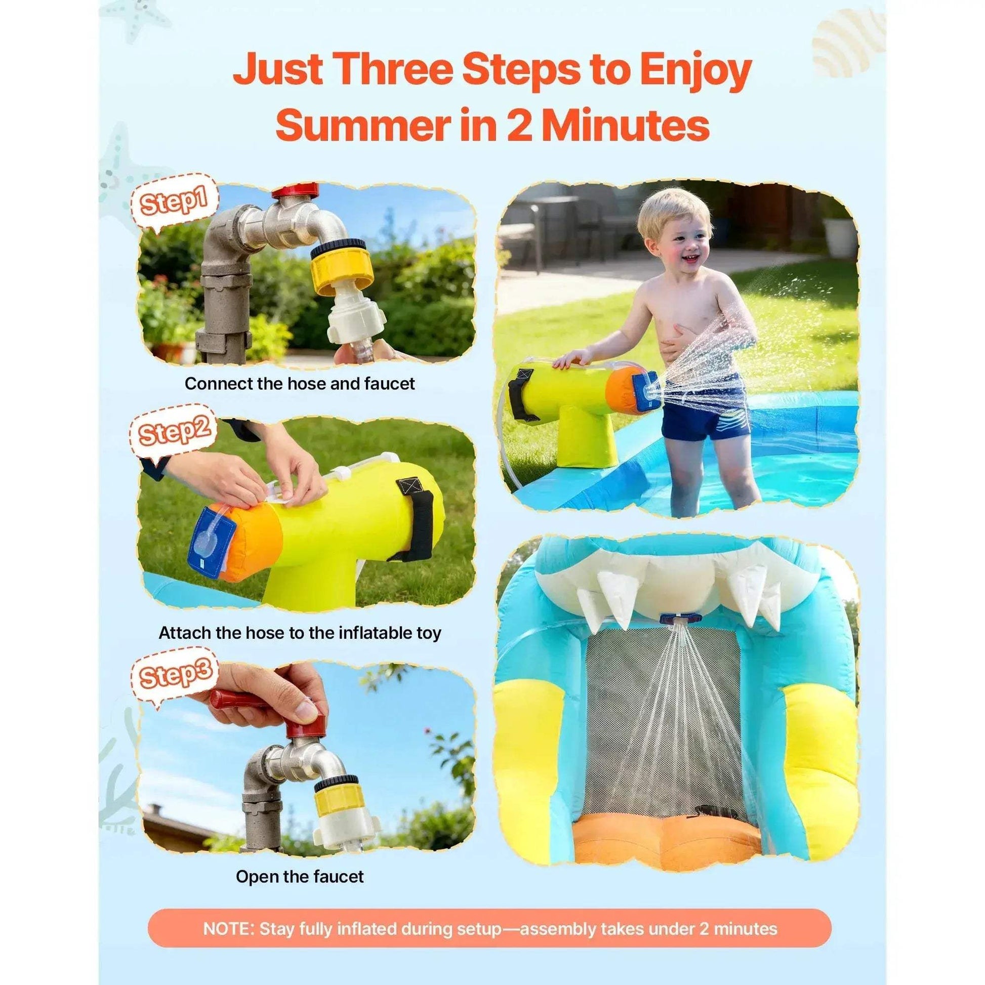 Inflatable Bounce House With Water Slide For Backyard Fun - ToylandEU