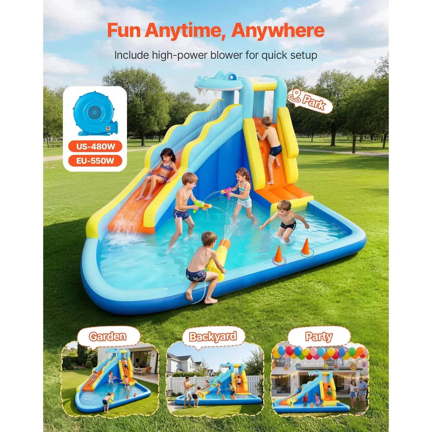 Inflatable Bounce House With Water Slide For Backyard Fun - ToylandEU