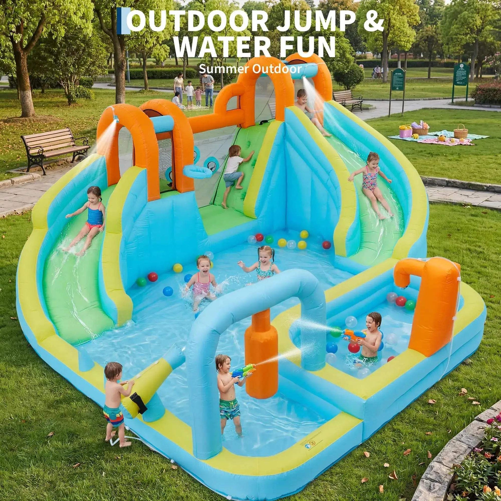  Inflatable Bounce House With Water Slide Ten In One -  ToylandEU™
