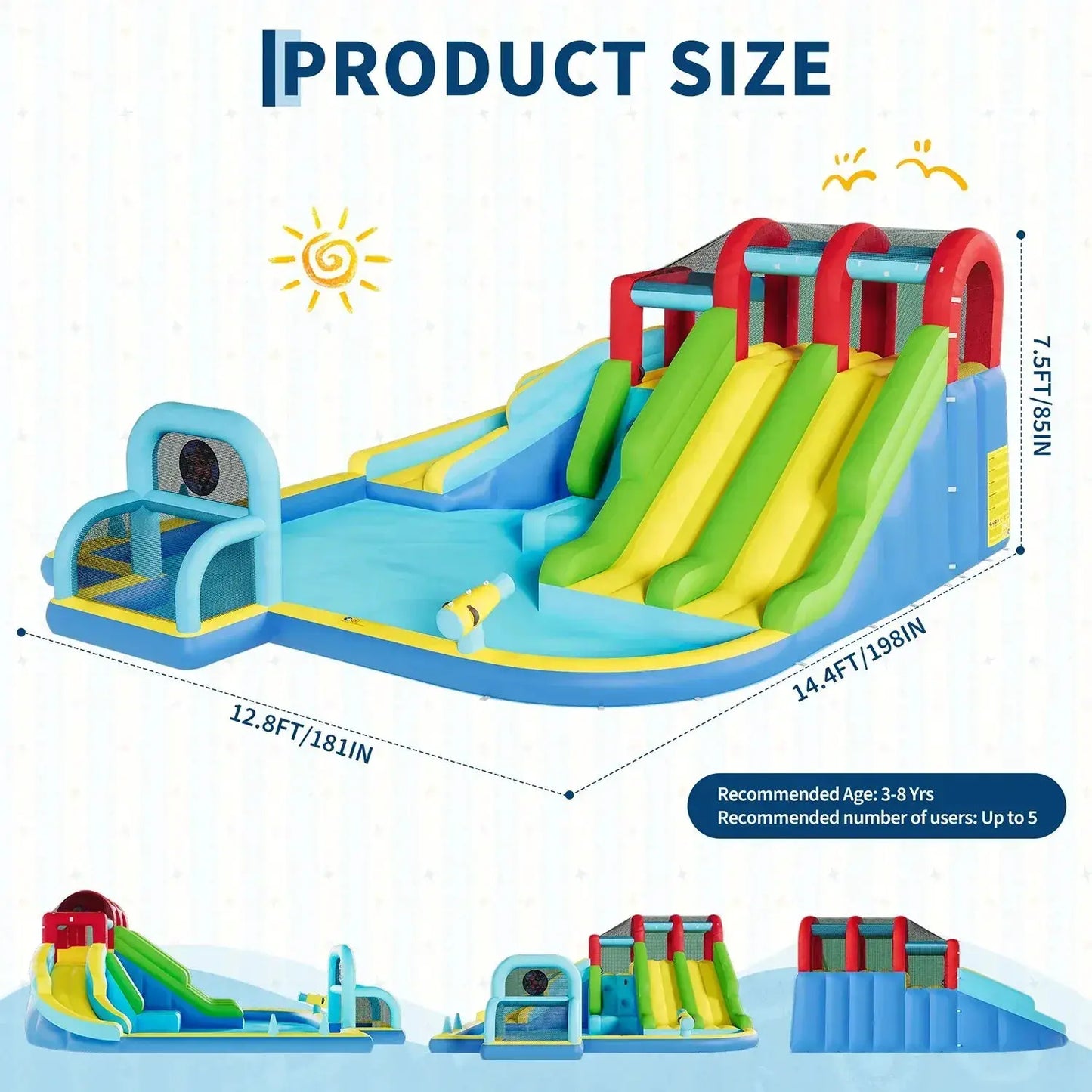 Inflatable Bounce House With Water Slides For Backyard Fun - ToylandEU