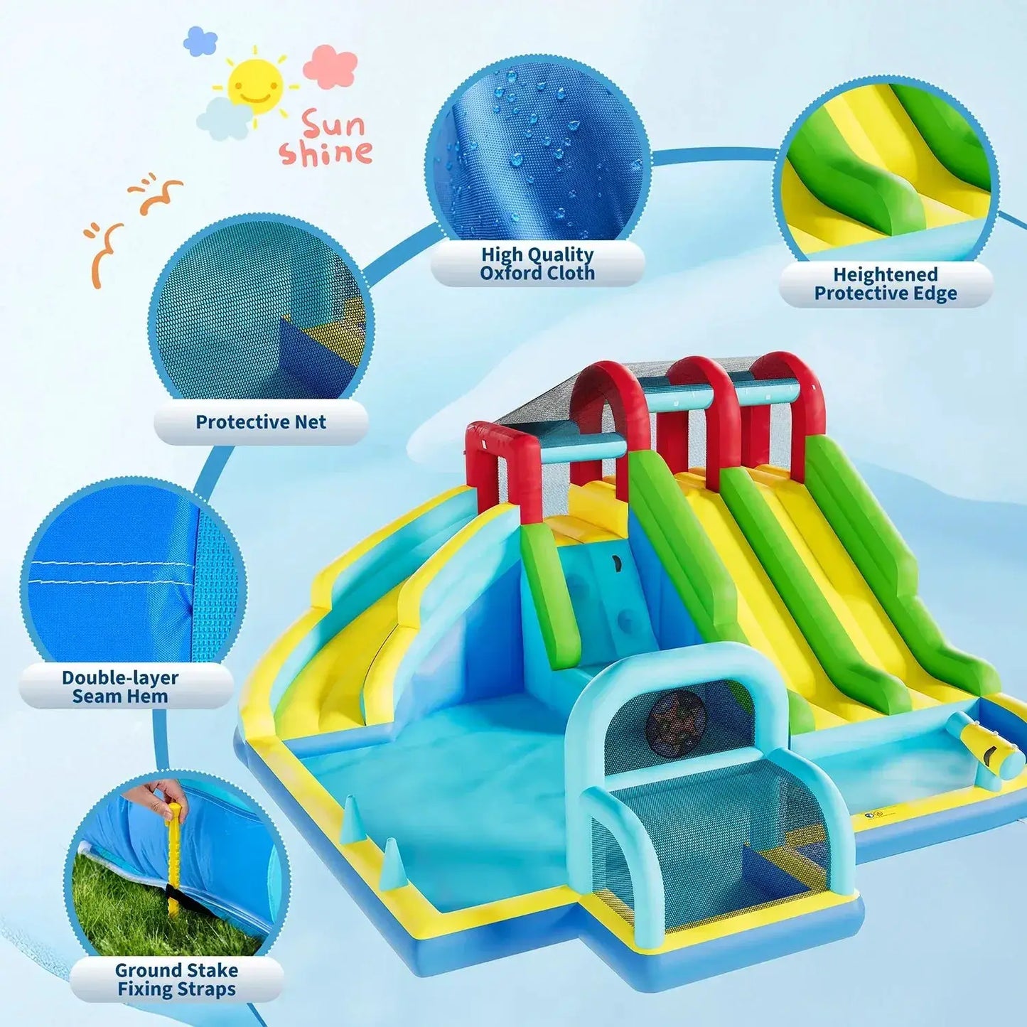 Inflatable Bounce House With Water Slides For Backyard Fun - ToylandEU