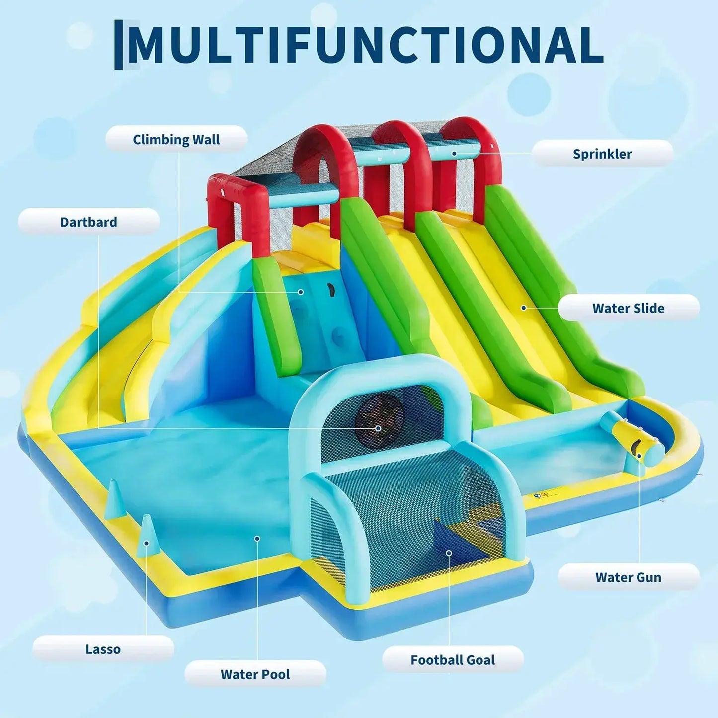 Inflatable Bounce House With Water Slides For Backyard Fun - ToylandEU