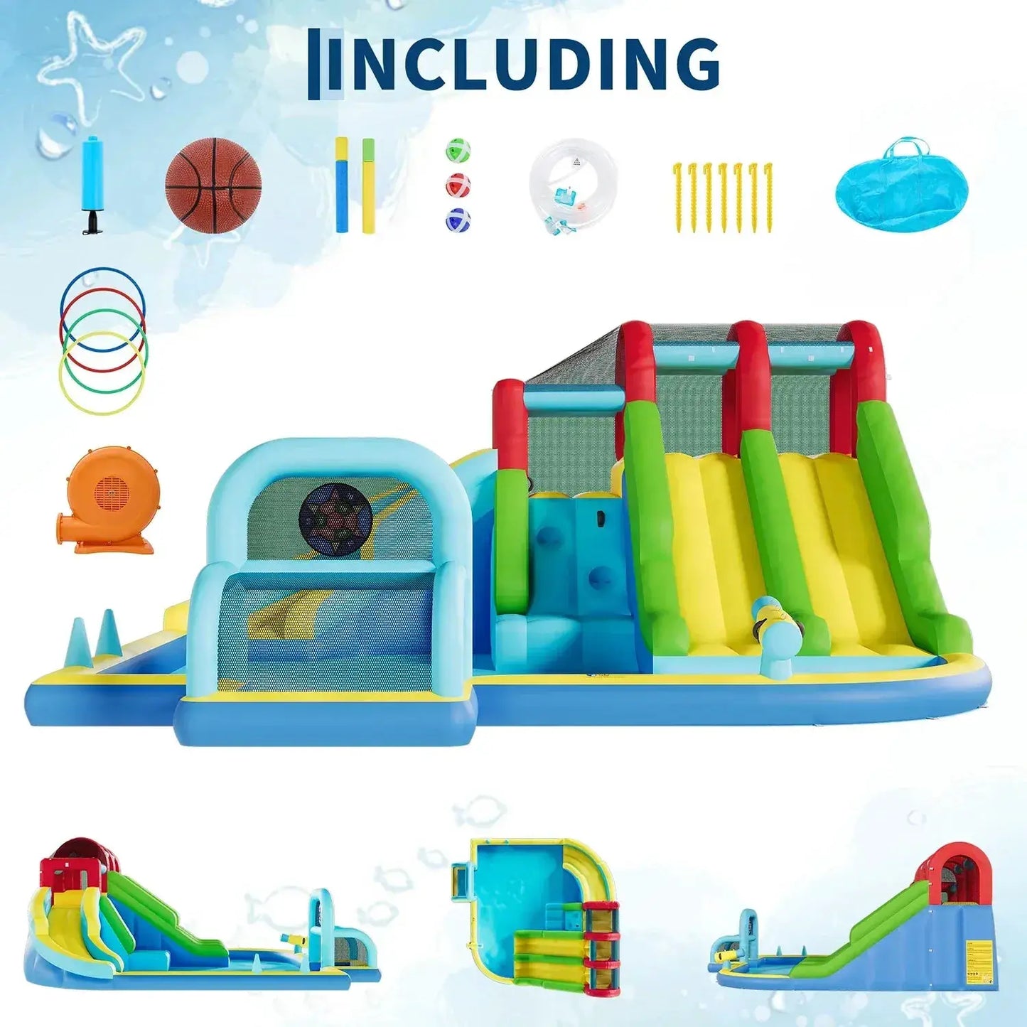 Inflatable Bounce House With Water Slides For Backyard Fun - ToylandEU