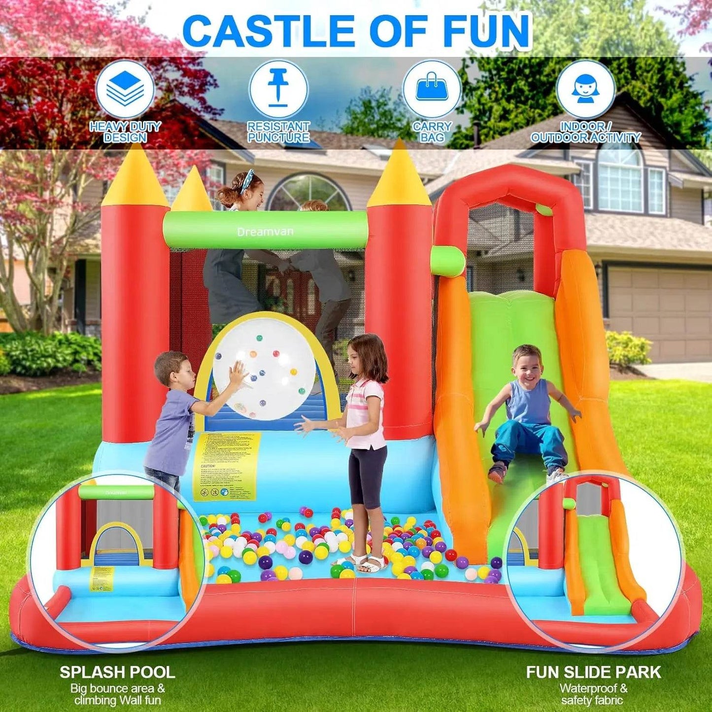 Inflatable Bounce House for Kid Gifts 13 x 12ft Slide - ToylandEU