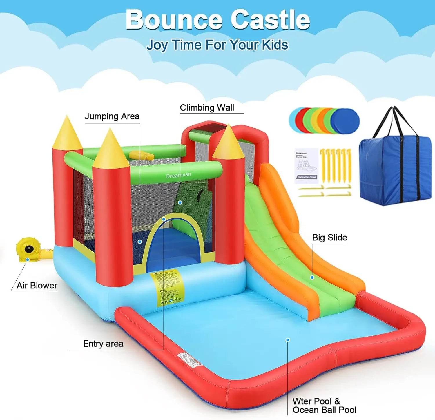 Inflatable Bounce House for Kid Gifts 13 x 12ft Slide - ToylandEU
