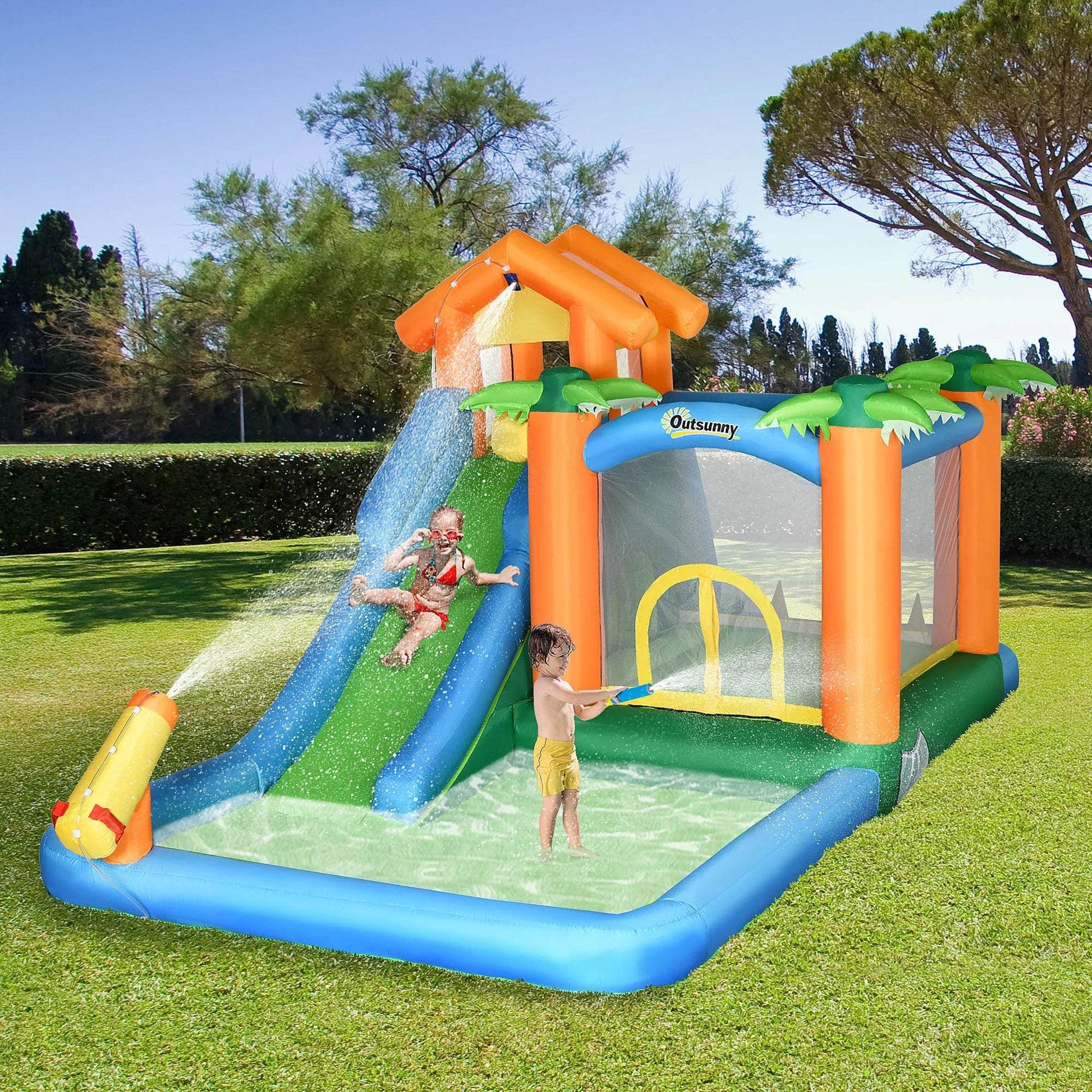 Inflatable Bounce House for Kids with Water Gun and Climbing Wall - ToylandEU
