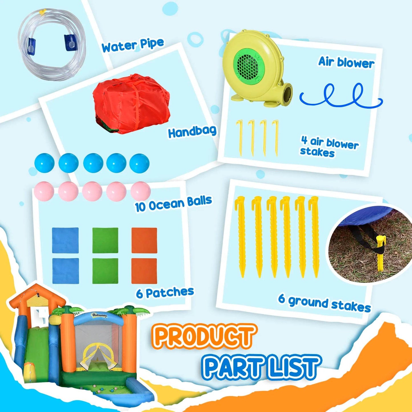 Inflatable Bounce House for Kids with Water Gun and Climbing Wall - ToylandEU