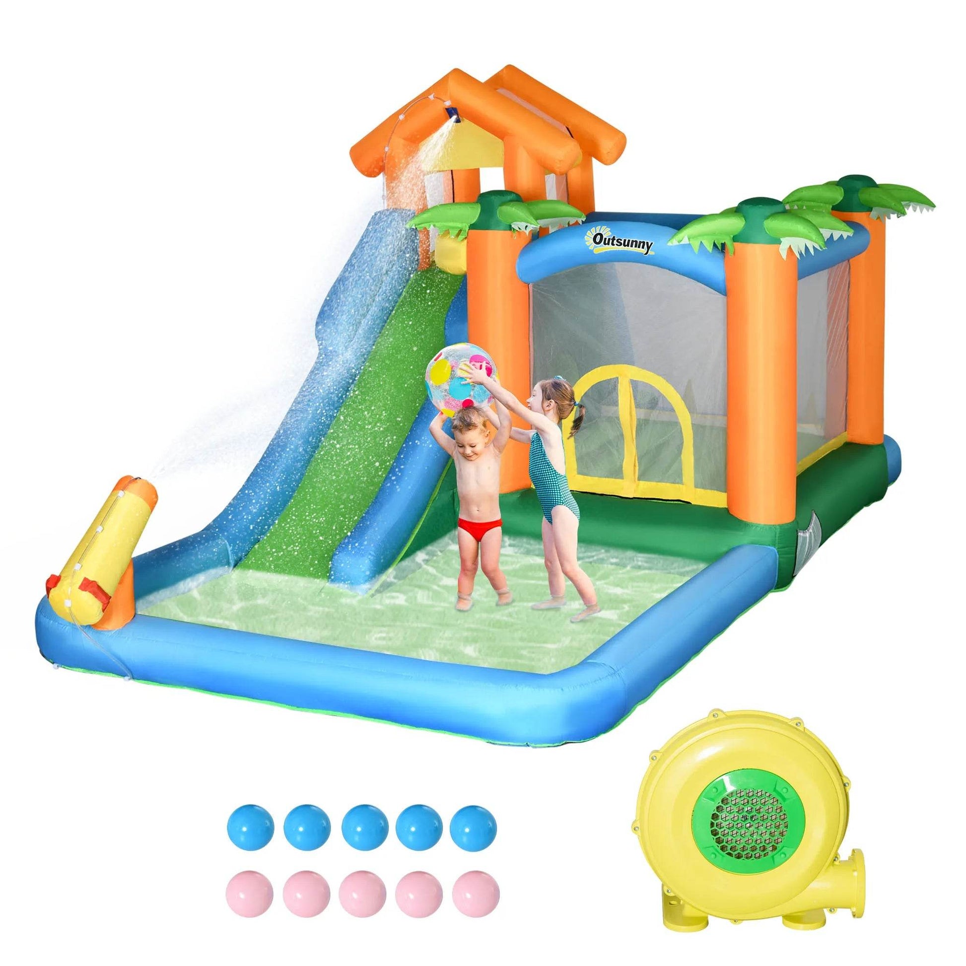 Inflatable Bounce House for Kids with Water Gun and Climbing Wall - ToylandEU