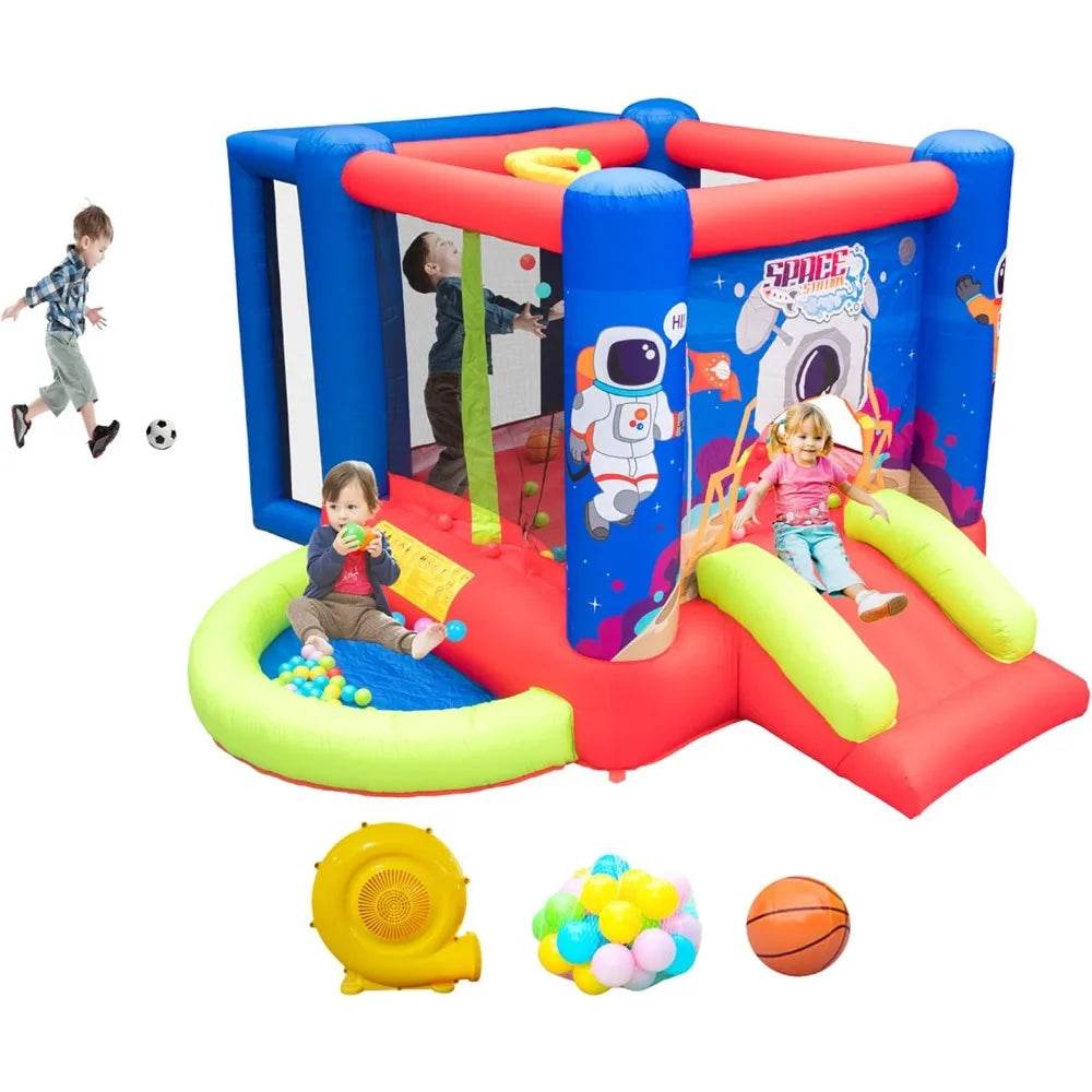 Inflatable Bounce House with Slide and Wave Pool for Kids - ToylandEU