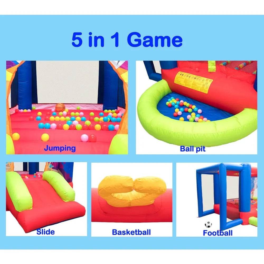 Inflatable Bounce House with Slide and Wave Pool for Kids - ToylandEU