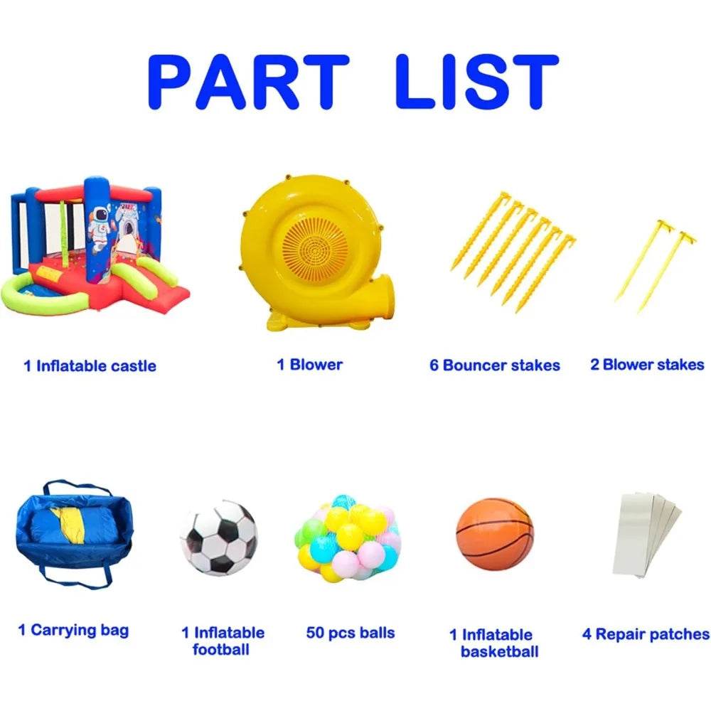 Inflatable Bounce House with Slide and Wave Pool for Kids - ToylandEU