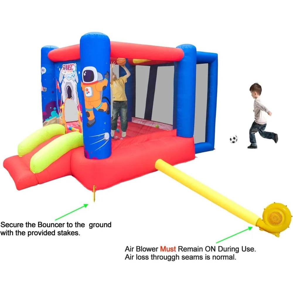 Inflatable Bounce House with Slide and Wave Pool for Kids - ToylandEU