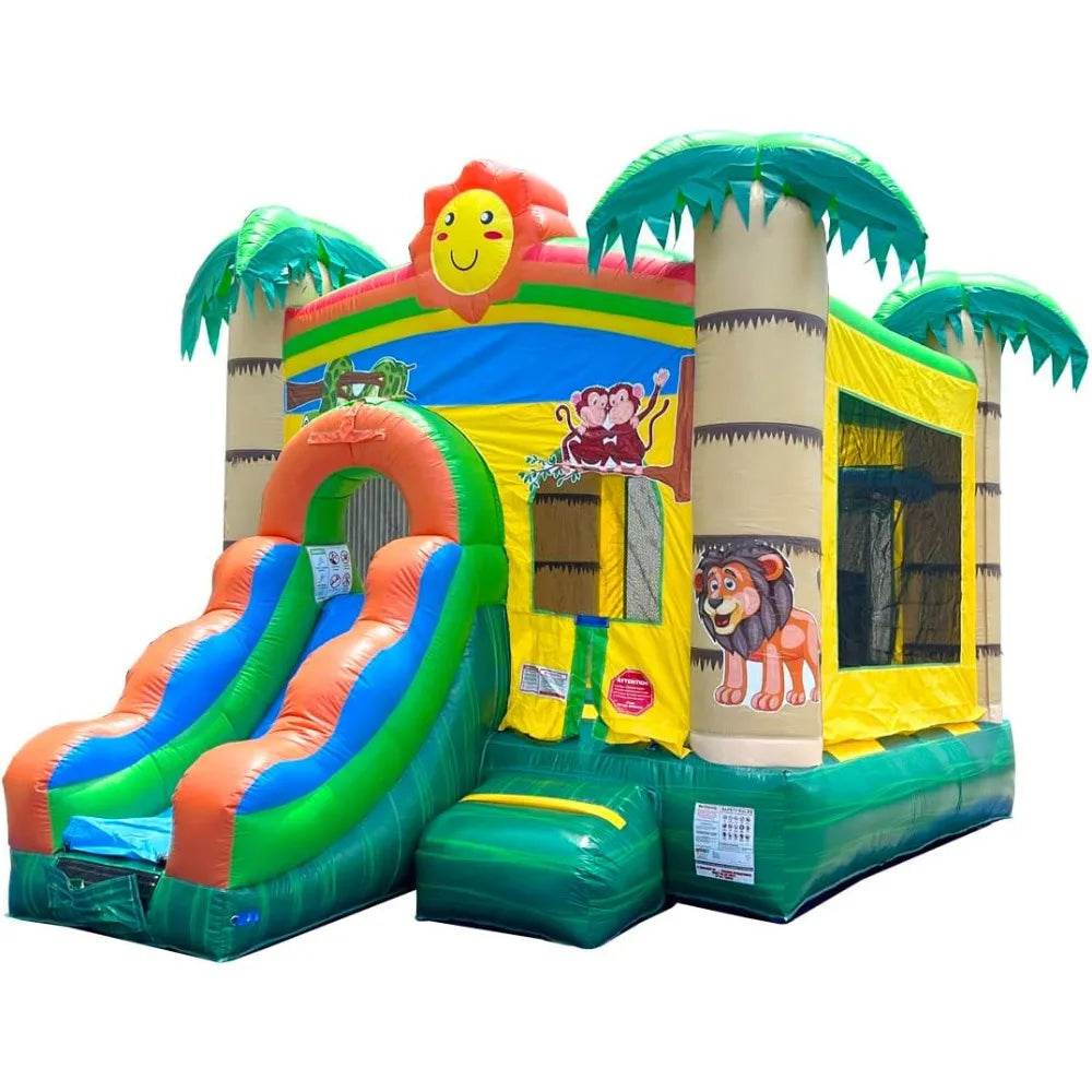 Inflatable Bounce House with Slide for Kids - Jungle Castle Bouncer - ToylandEU