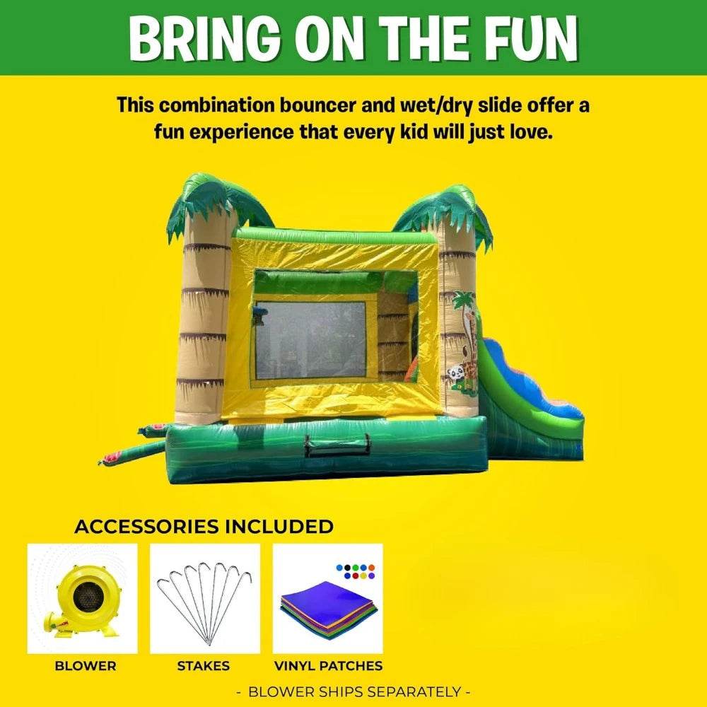 Inflatable Bounce House with Slide for Kids - Jungle Castle Bouncer - ToylandEU