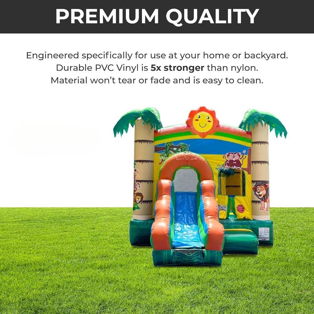 Inflatable Bounce House with Slide for Kids - Jungle Castle Bouncer - ToylandEU