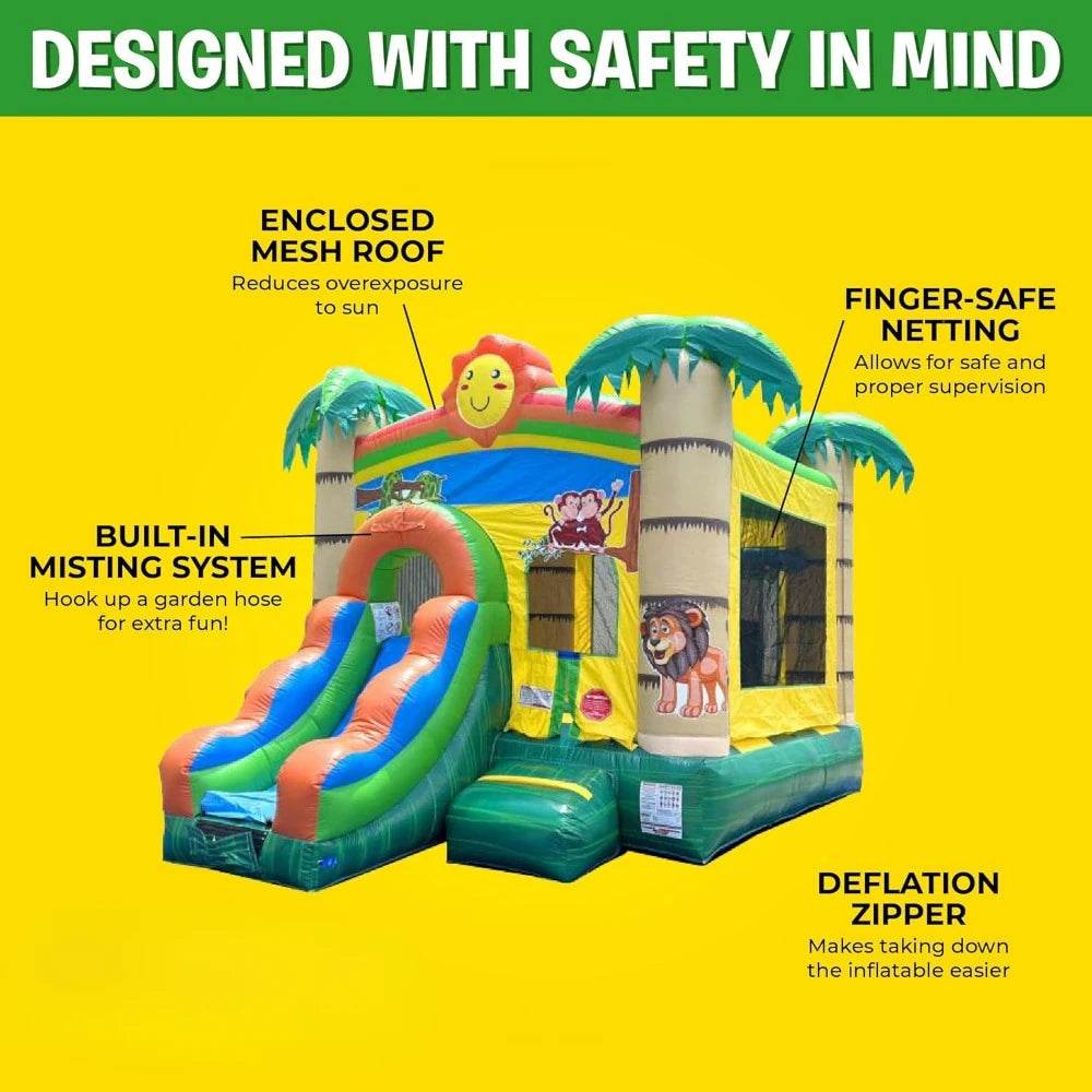 Inflatable Bounce House with Slide for Kids - Jungle Castle Bouncer - ToylandEU