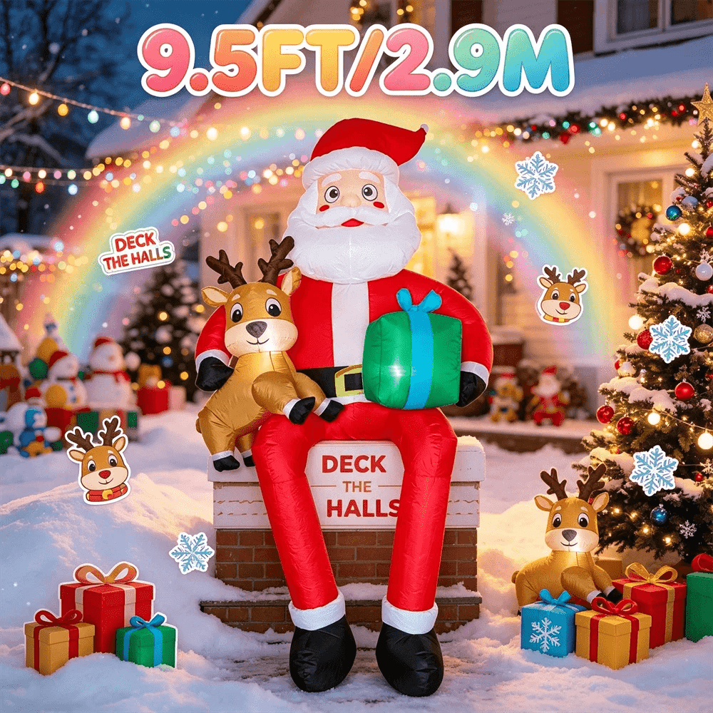 Inflatable Christmas Decor | 9.5ft LED Lit | Toylandeu™