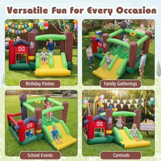  Inflatable Farm Themed Bounce House With Dual Slides Durable -  ToylandEU™