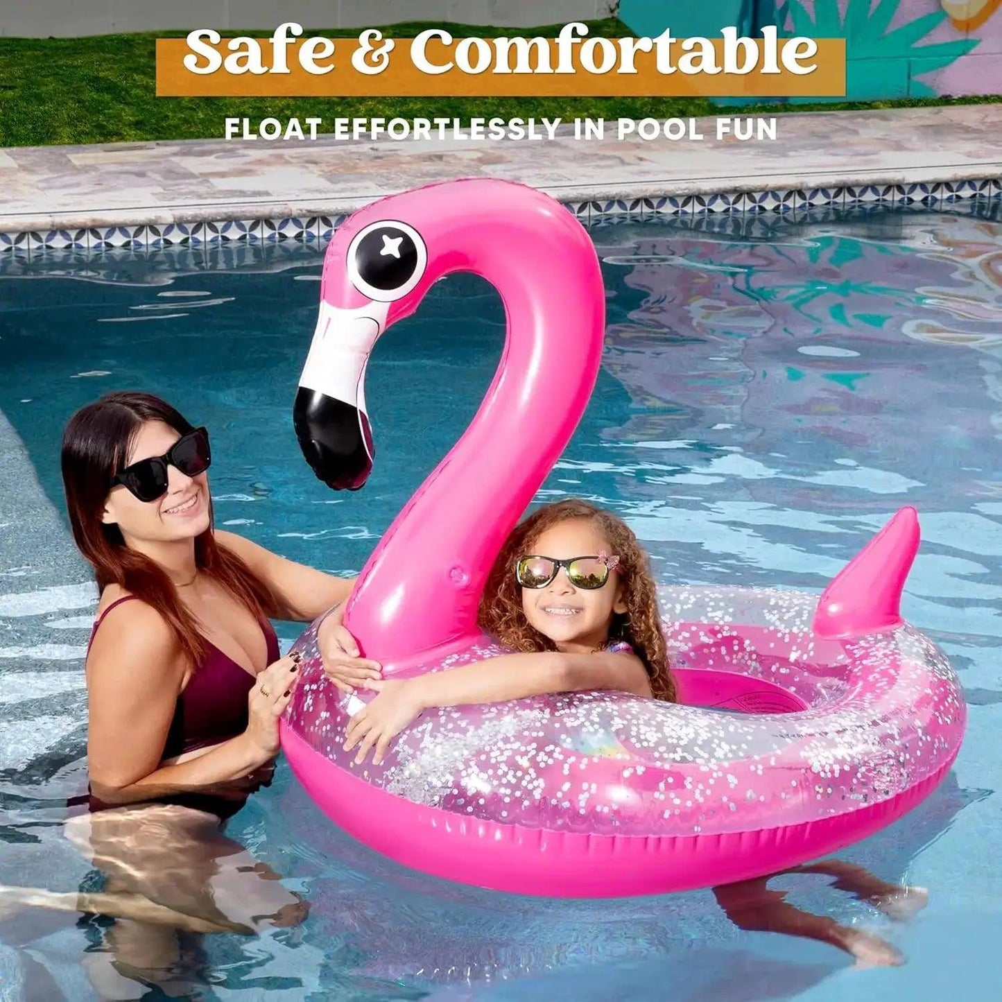  Inflatable Flamingo Pool Float Glitter For All Ages -  ToylandEU™