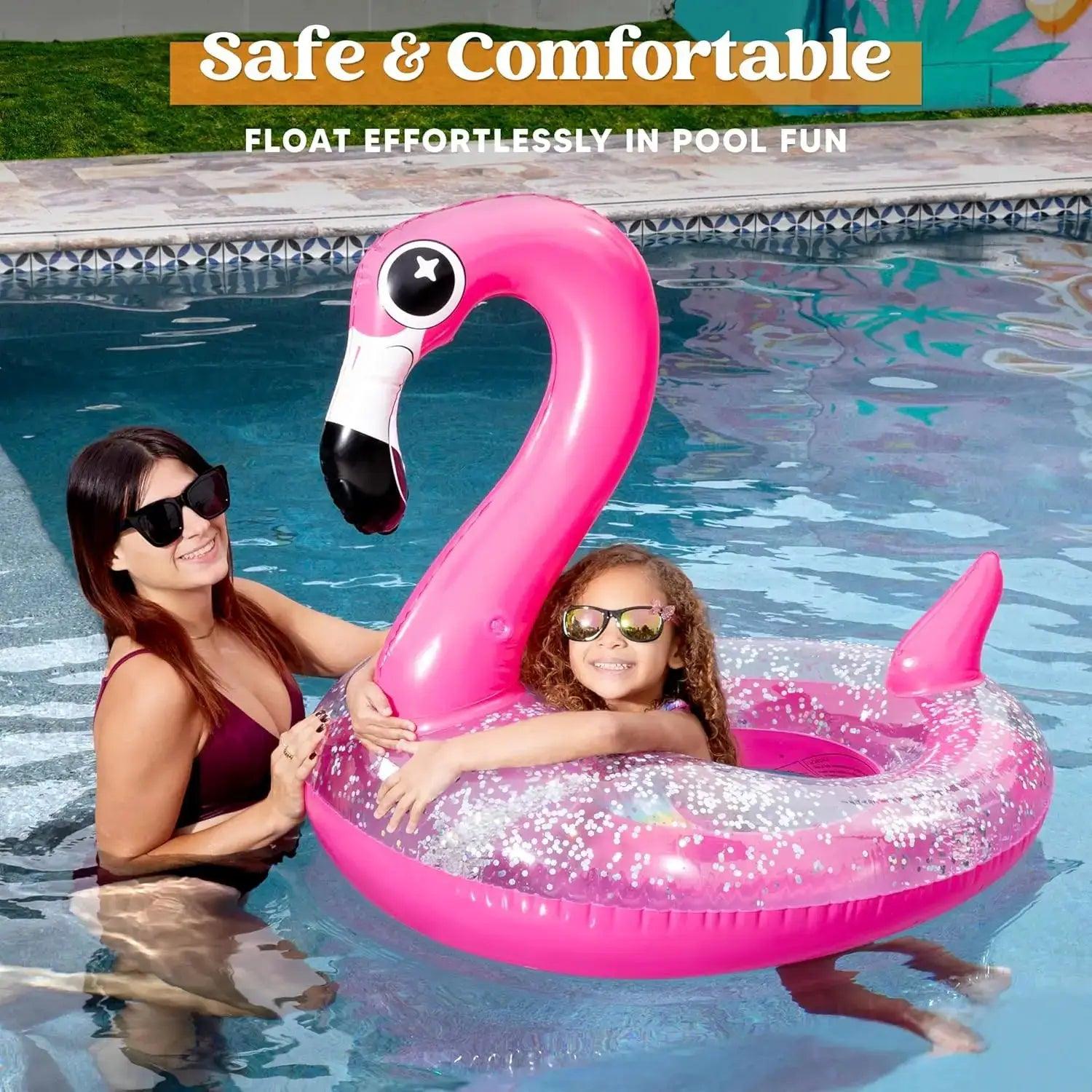  Inflatable Flamingo Pool Float Glitter For All Ages -  ToylandEU™