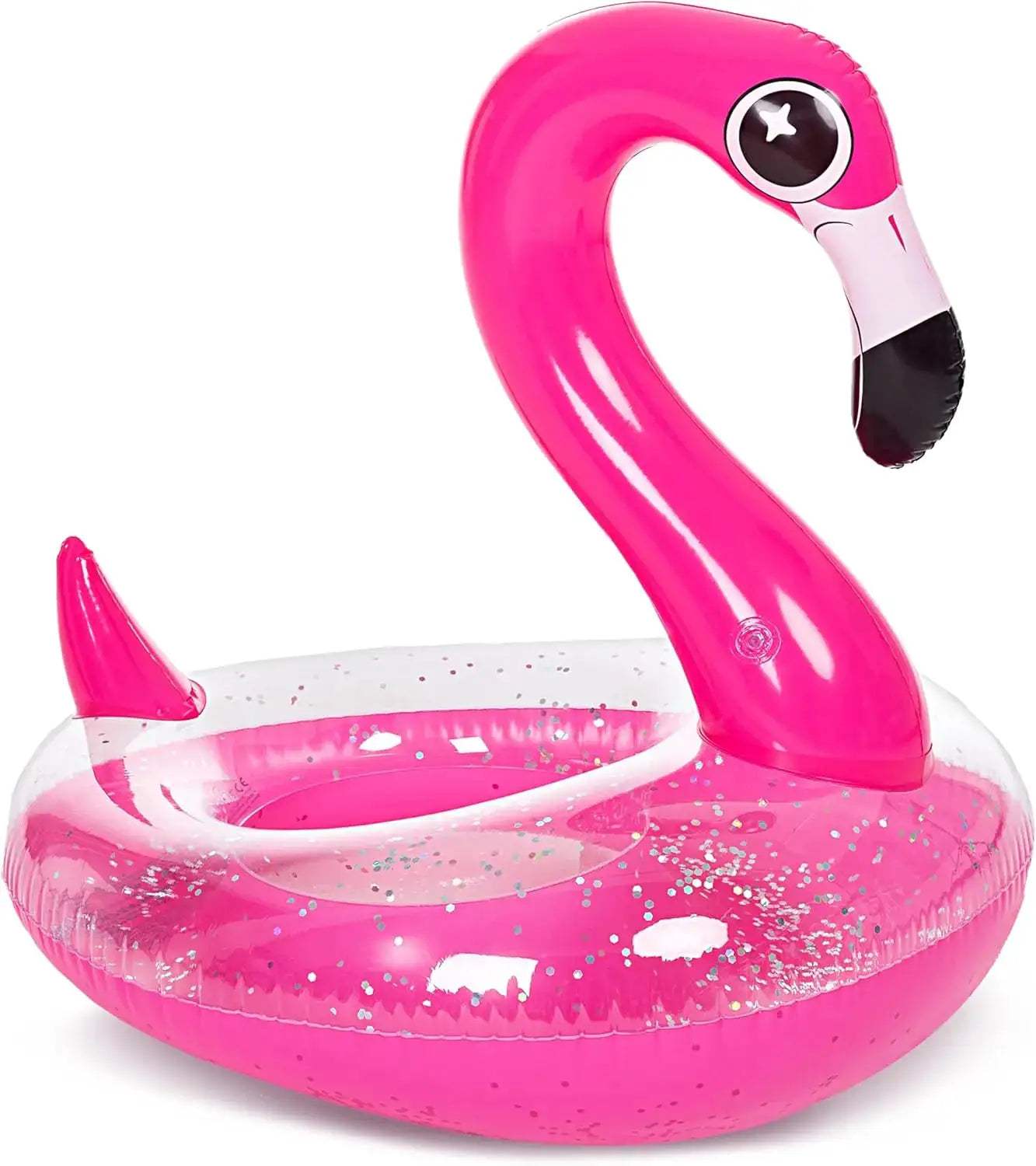 Inflatable Flamingo Pool Floats Flamingo Pool Tube Swim Ring Floaties with Glitter for Adults Kids Floating Fun Beach Lake Float - ToylandEU