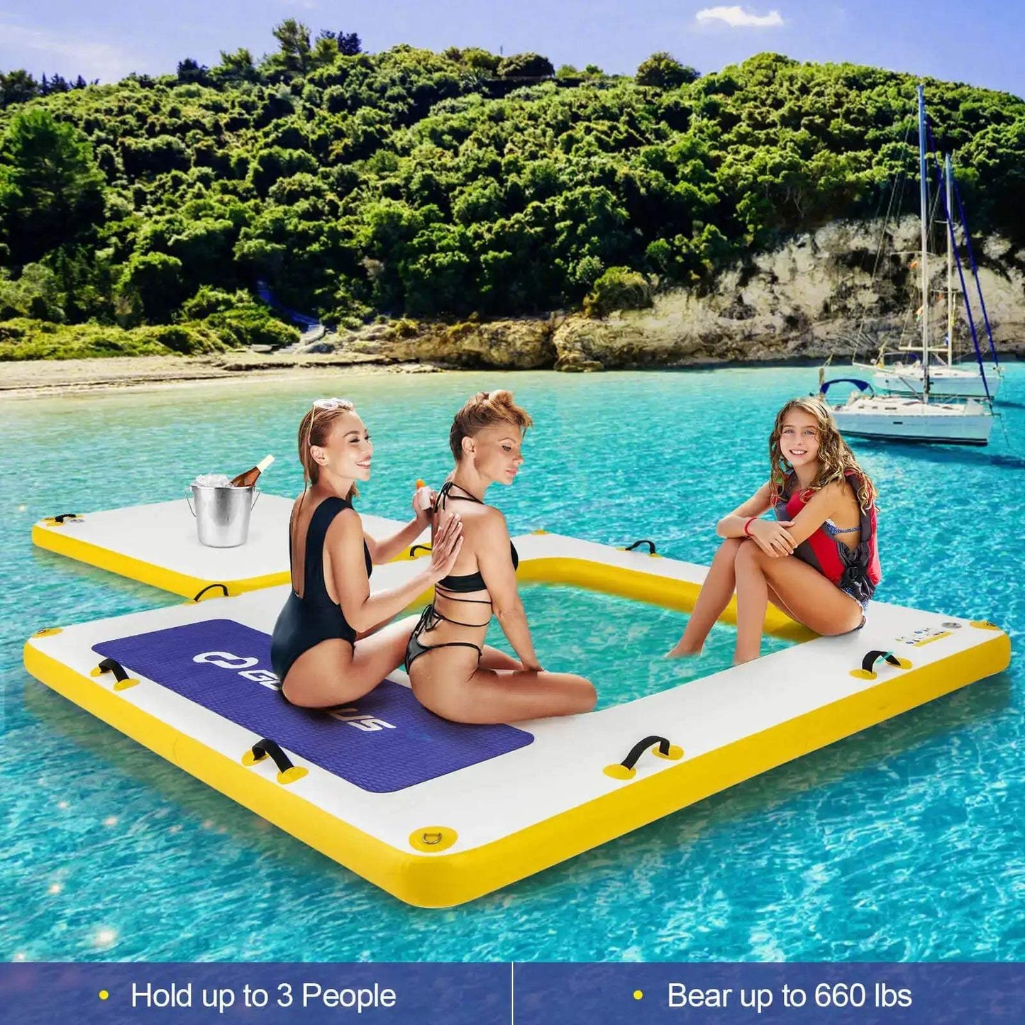  Inflatable Floating Dock Mesh Swim Lounge Removable Insert -  ToylandEU™