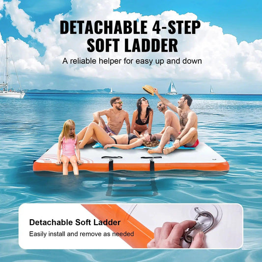  Inflatable Floating Dock With Detachable Ladder Sturdy -  ToylandEU™