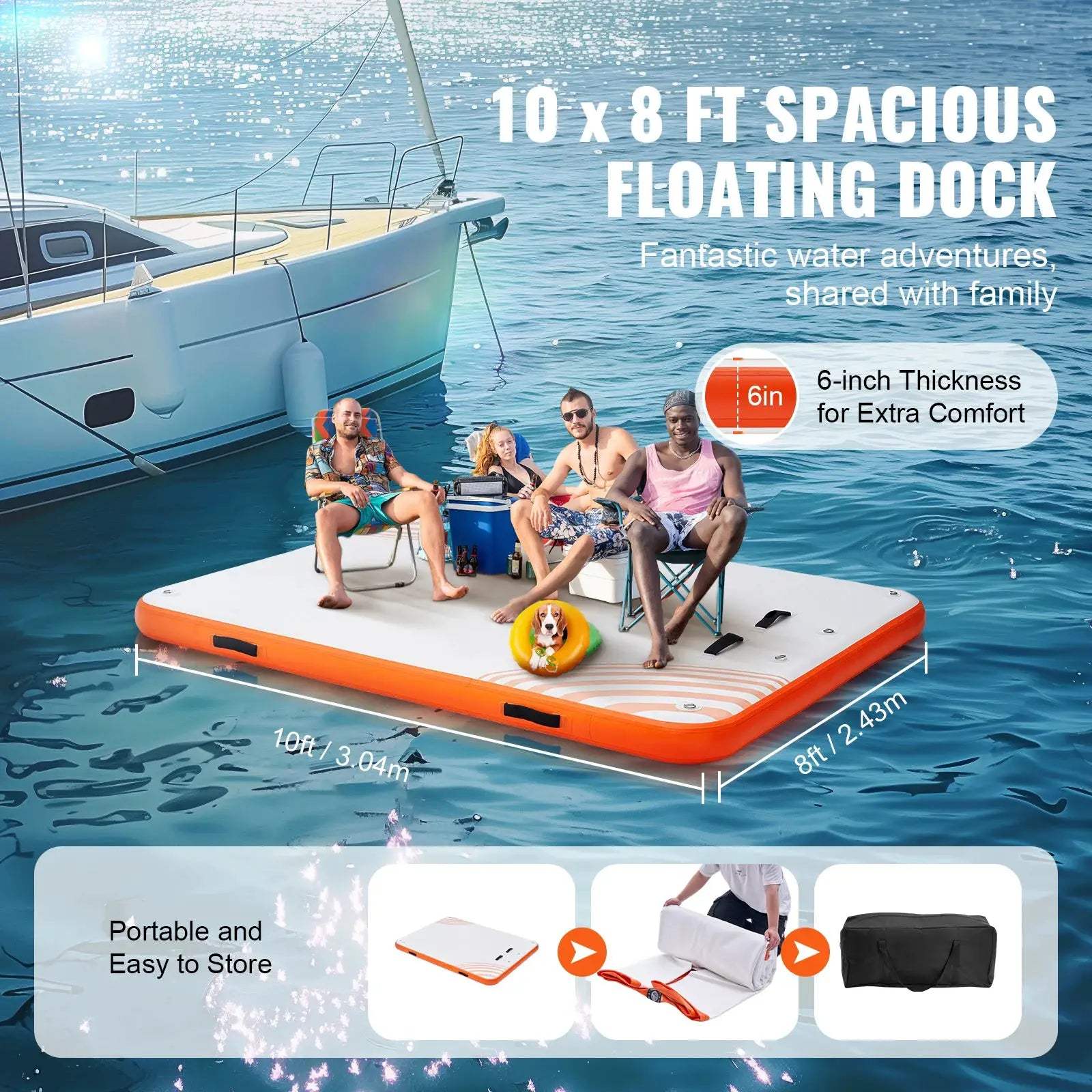  Inflatable Floating Dock With Detachable Ladder Sturdy -  ToylandEU™
