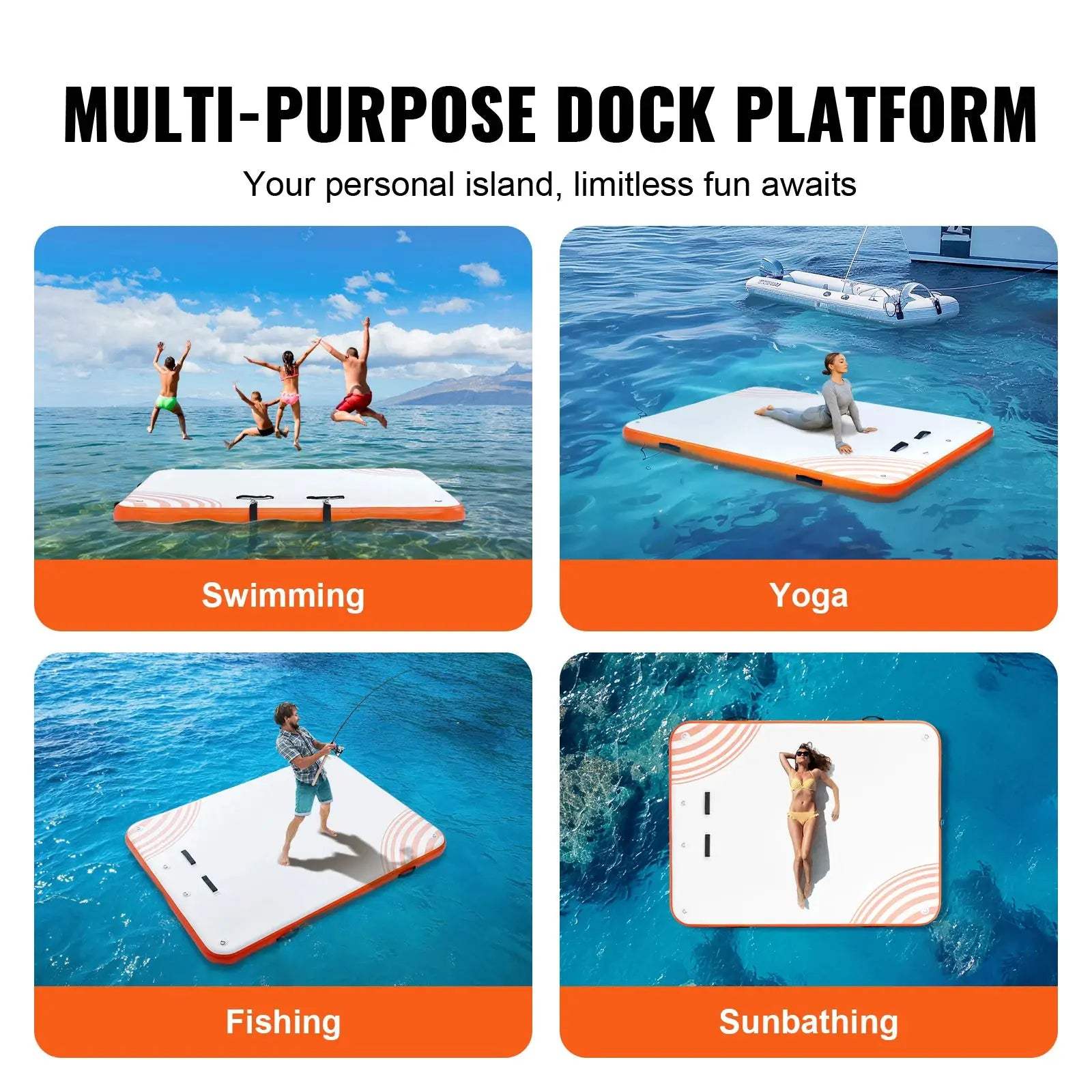  Inflatable Floating Dock With Detachable Ladder Sturdy -  ToylandEU™