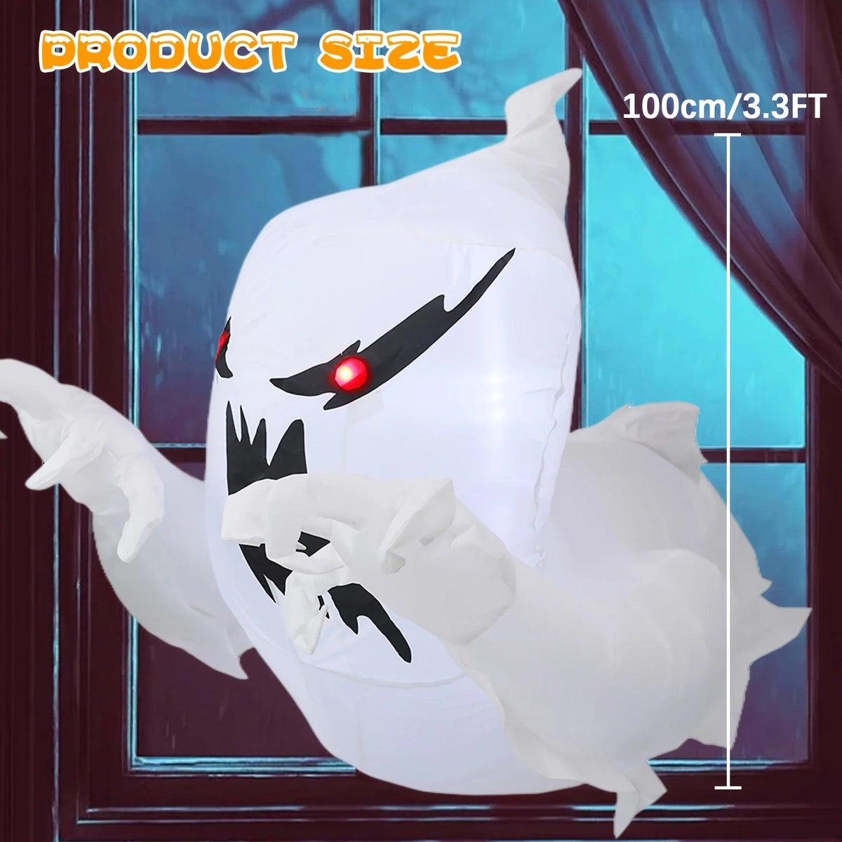 Inflatable Ghost Decor | 3.3 Ft Built-in LED | Toylandeu™