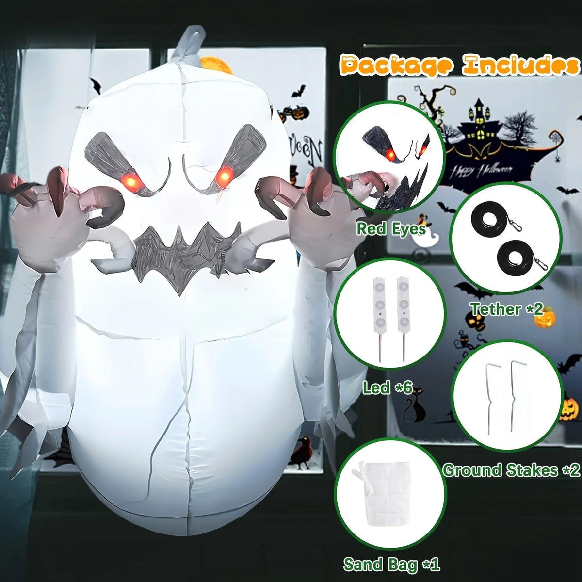Inflatable Ghost Decor | 3.3 Ft Built-in LED | Toylandeu™