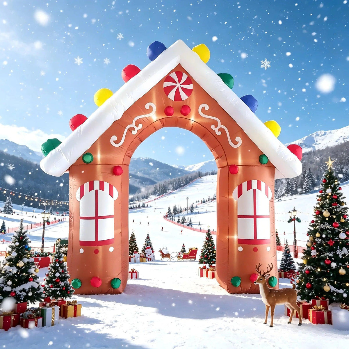 Inflatable Gingerbread Arch | 10 FT w/LED Lights | Toylandeu™