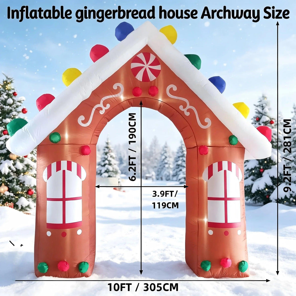 Inflatable Gingerbread Arch | 10 FT w/LED Lights | Toylandeu™