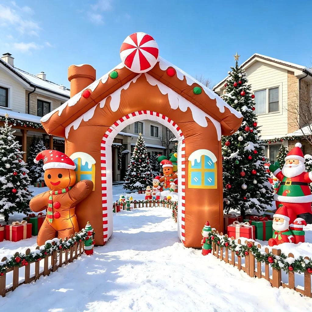 Inflatable Gingerbread Arch | 10 Ft Tall LED | Toylandeu™