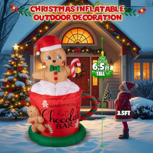 Inflatable Gingerbread Man | 6.5 Ft Weatherproof LED | Toylandeu™