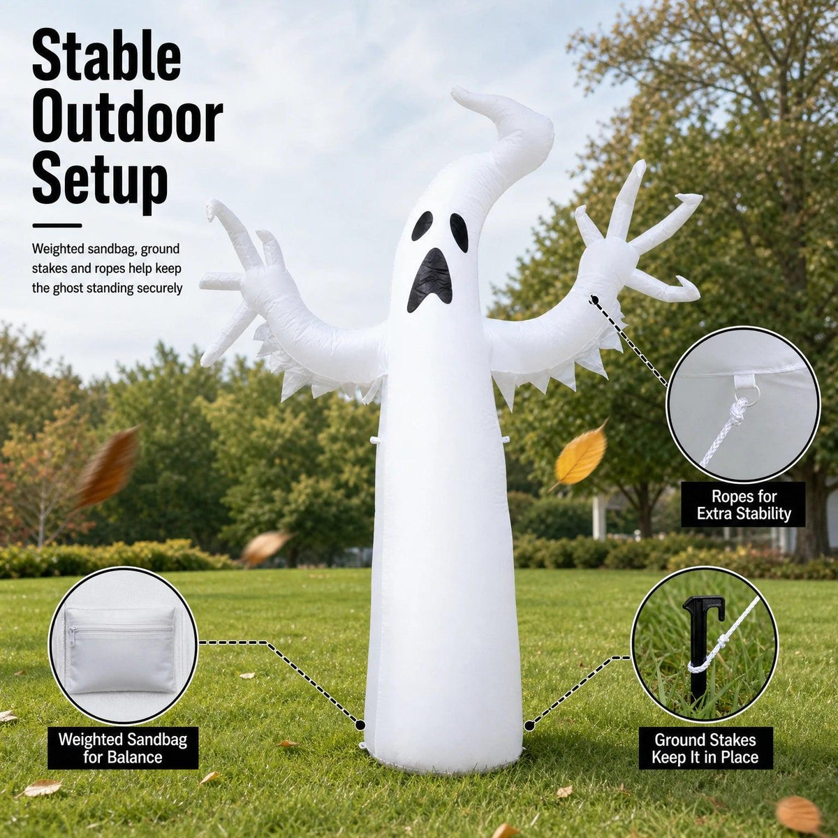 Inflatable Halloween Ghost | Large PVC Yard Decor | Toylandeu™