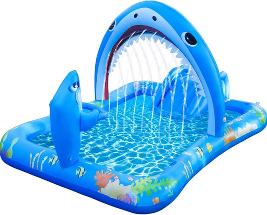 Inflatable Kiddie Pool Inflatable Play Center Kids Toddler Pool with Water Slide - ToylandEU