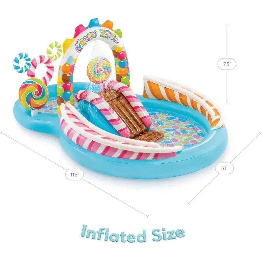  Inflatable Kiddie Pool PVC Water Sprayer And Slide -  ToylandEU™