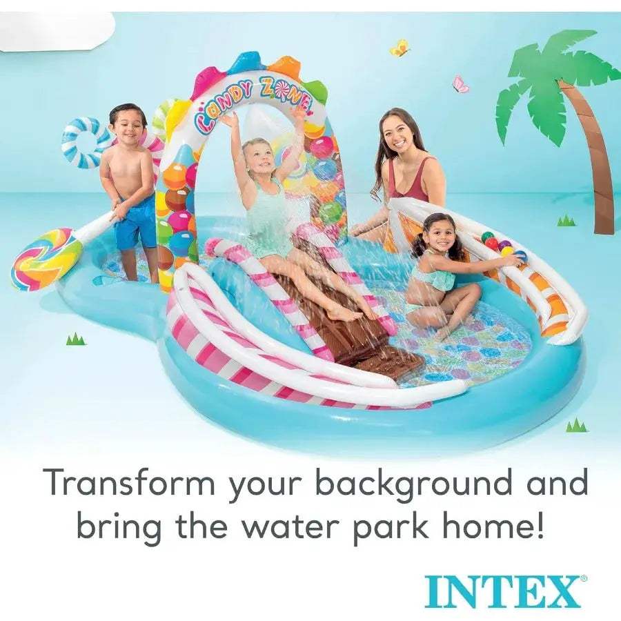  Inflatable Kiddie Pool PVC Water Sprayer And Slide -  ToylandEU™