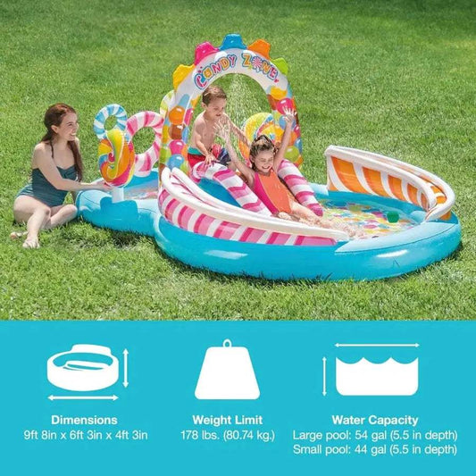  Inflatable Kiddie Pool PVC Water Sprayer And Slide -  ToylandEU™