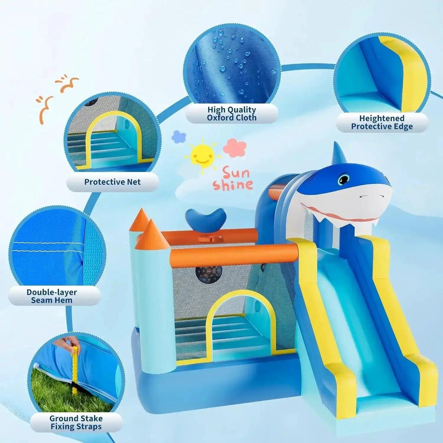  Inflatable Kids Bounce House With Slide And Blower Safe -  ToylandEU™