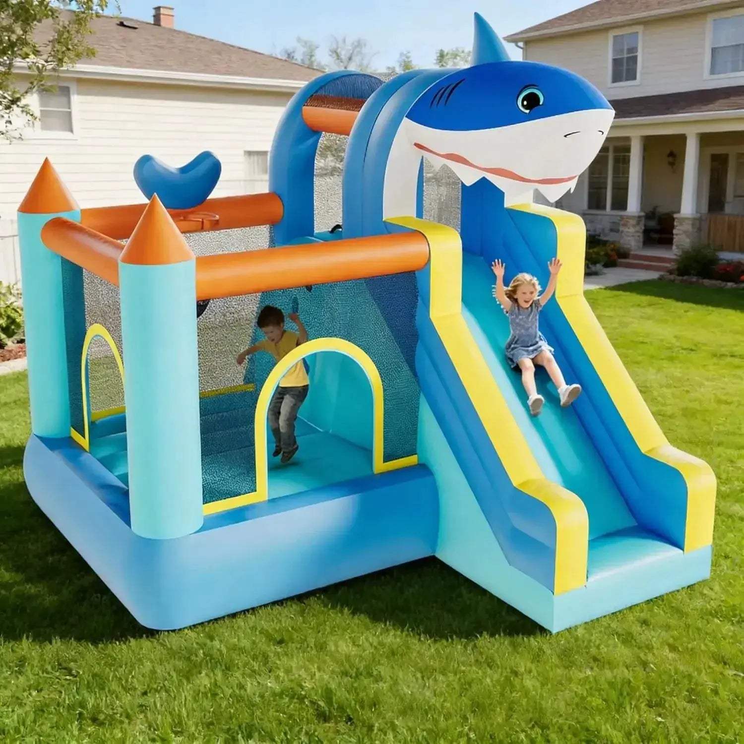 Inflatable Kids Bounce House With Slide And Blower - ToylandEU