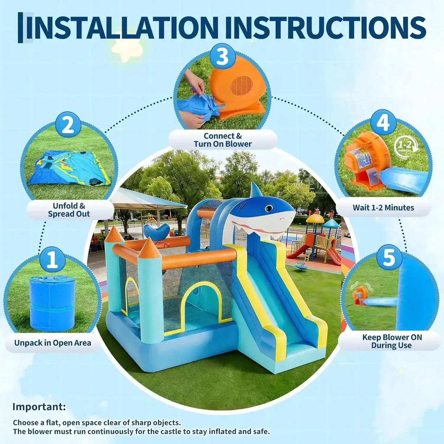 Inflatable Kids Bounce House With Slide And Blower - ToylandEU