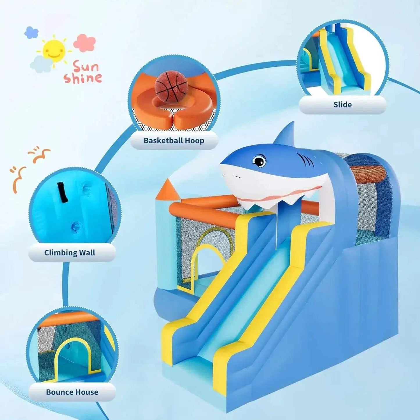 Inflatable Kids Bounce House With Slide And Blower - ToylandEU