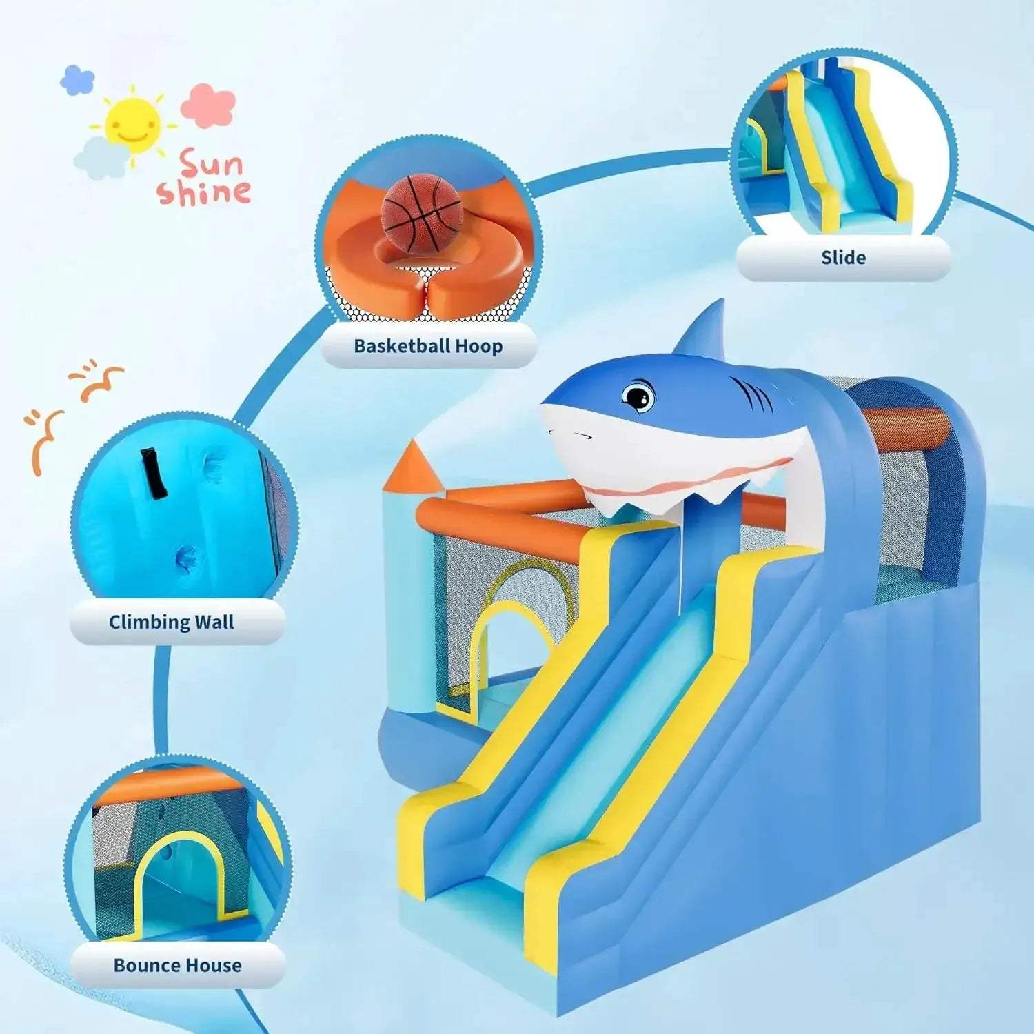 Inflatable Kids Bounce House With Slide And Blower - ToylandEU